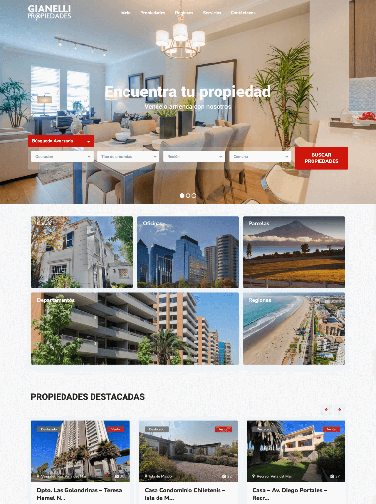 Página web de Gianelli Propiedades