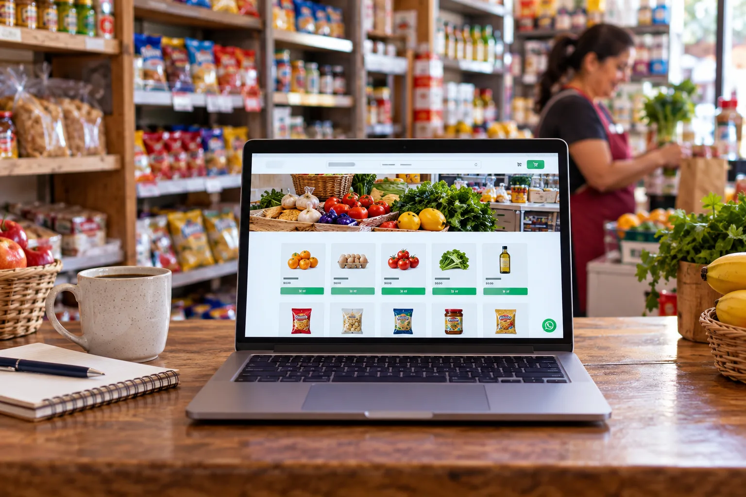 Tienda online terminada en un laptop, lista para revisar antes de pagar
